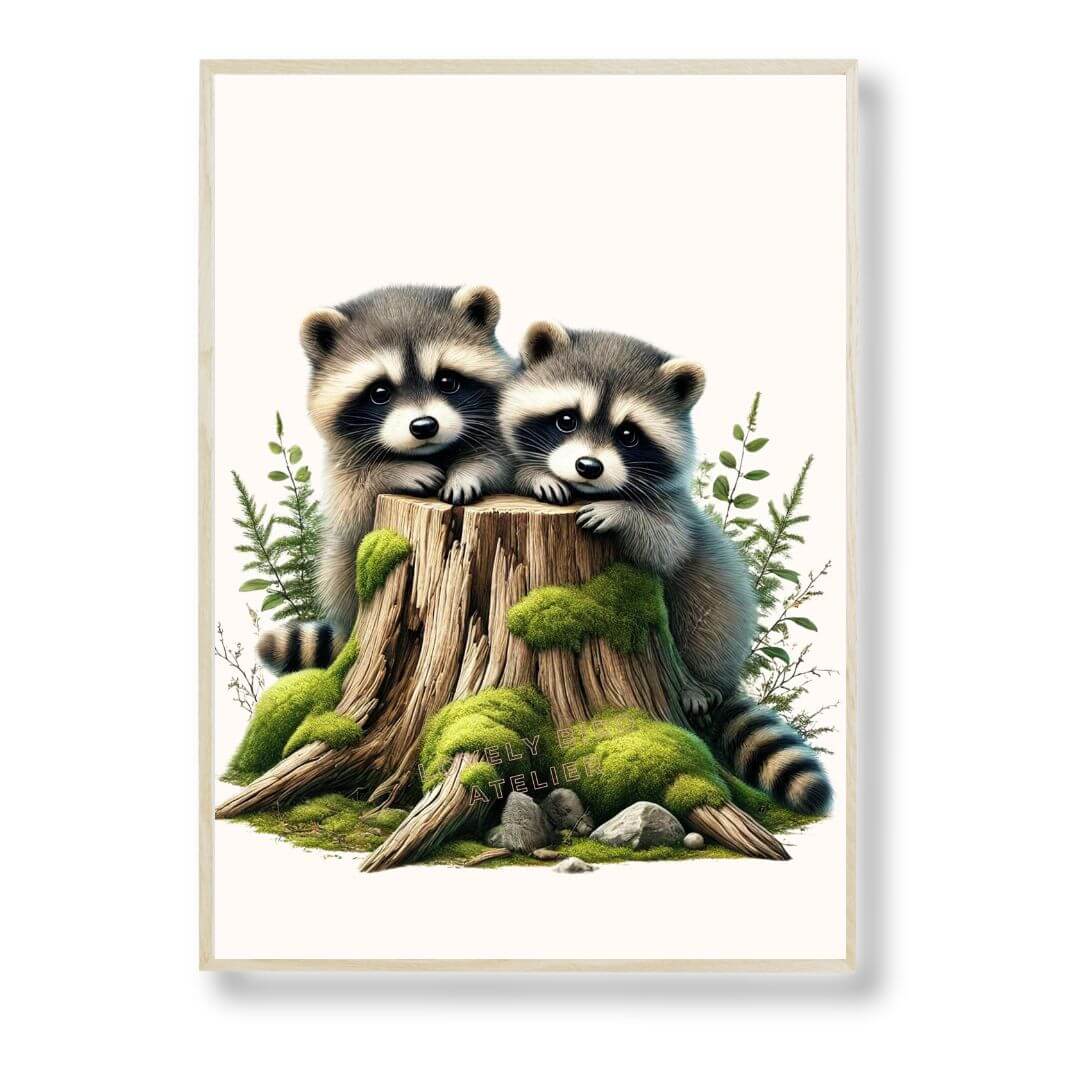 Affiche Duo Ratons Laveurs & Forêt - Atelier Les Jolies Choses  