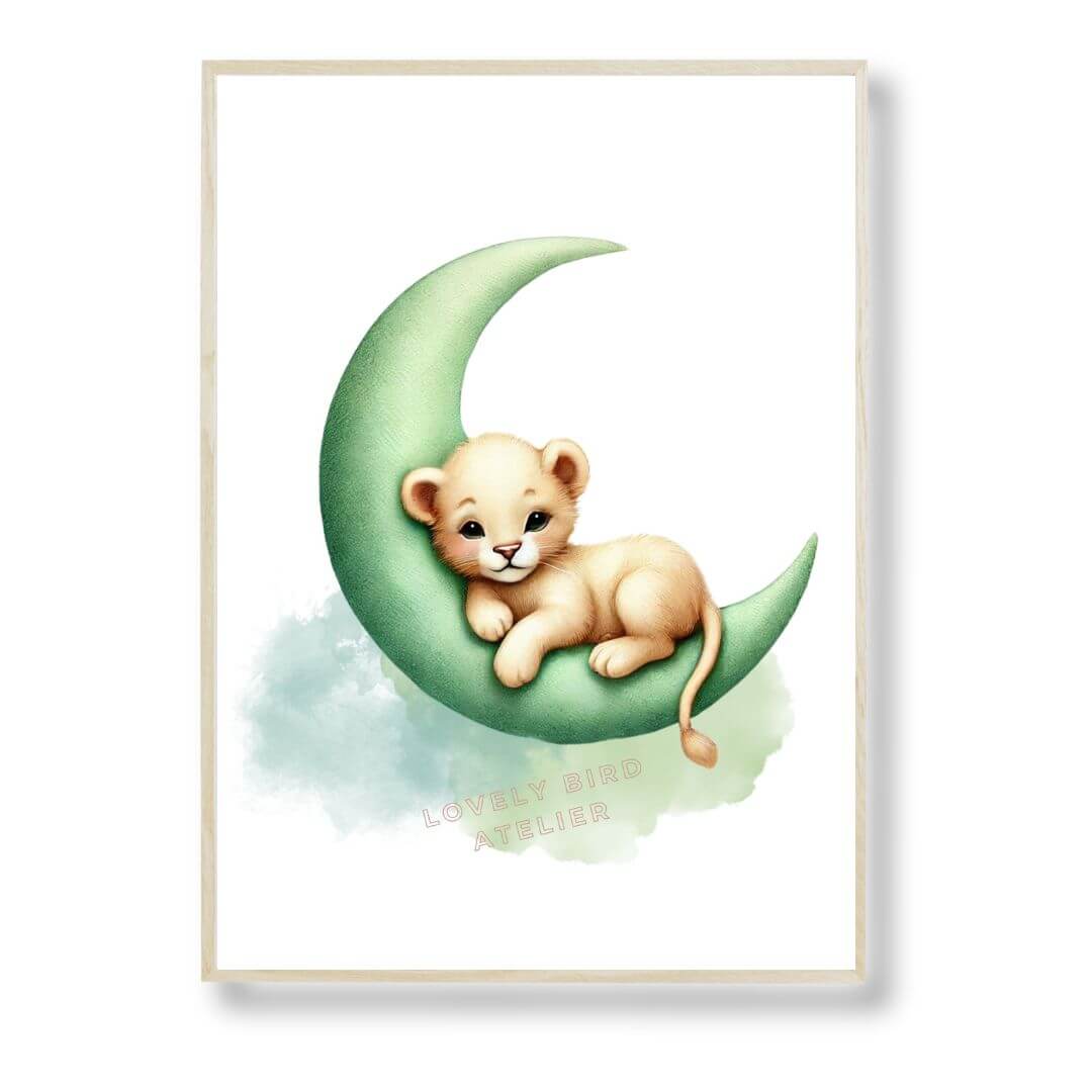 Tableau Petit Lionceau & Lune - Atelier Les Jolies Choses  