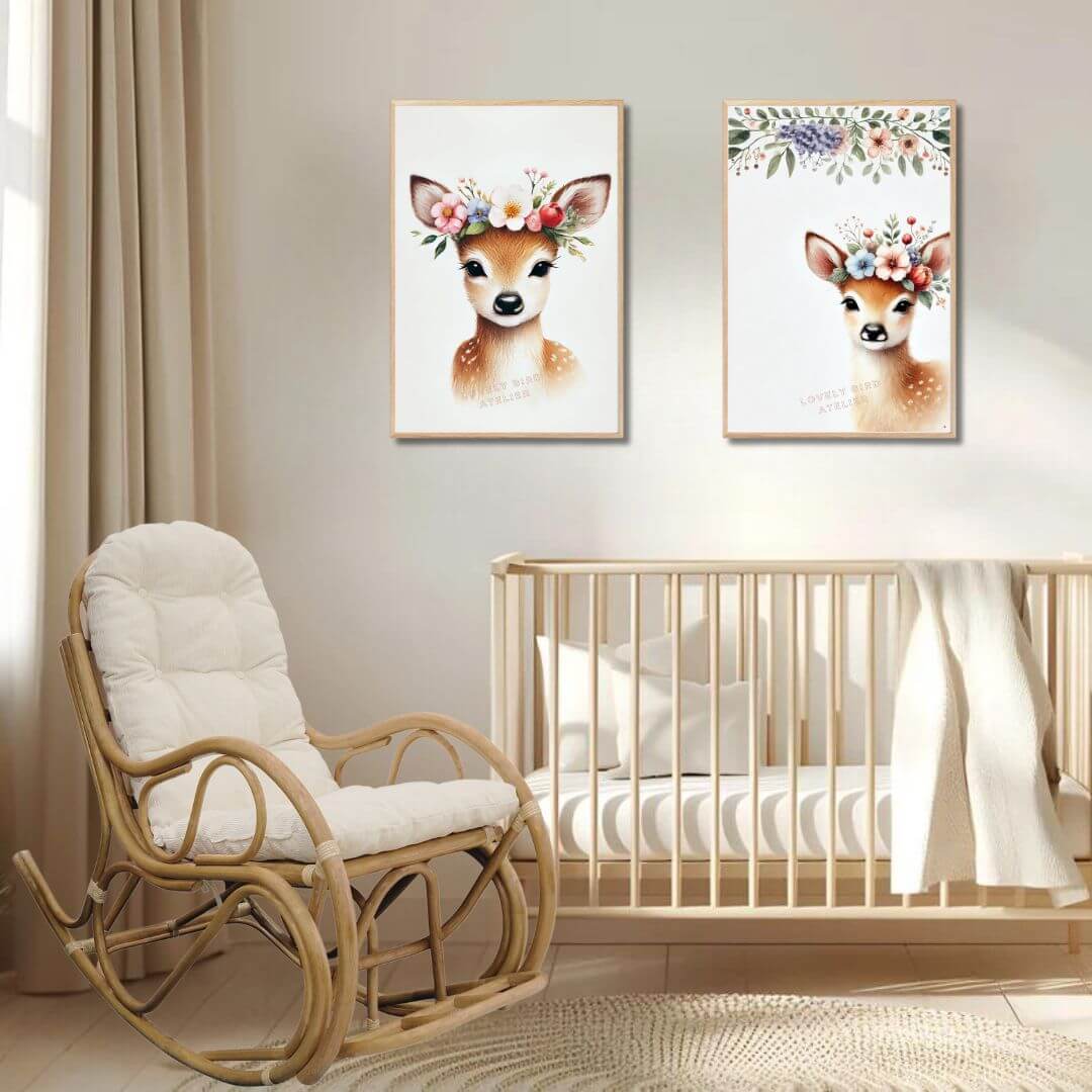 Affiche Biche & Couronne Fleurie - Atelier Les Jolies Choses  