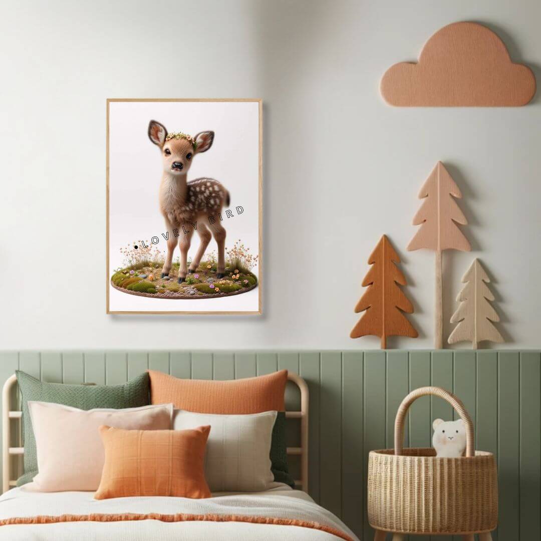 Tableau Biche & Fleurs - Atelier Les Jolies Choses  