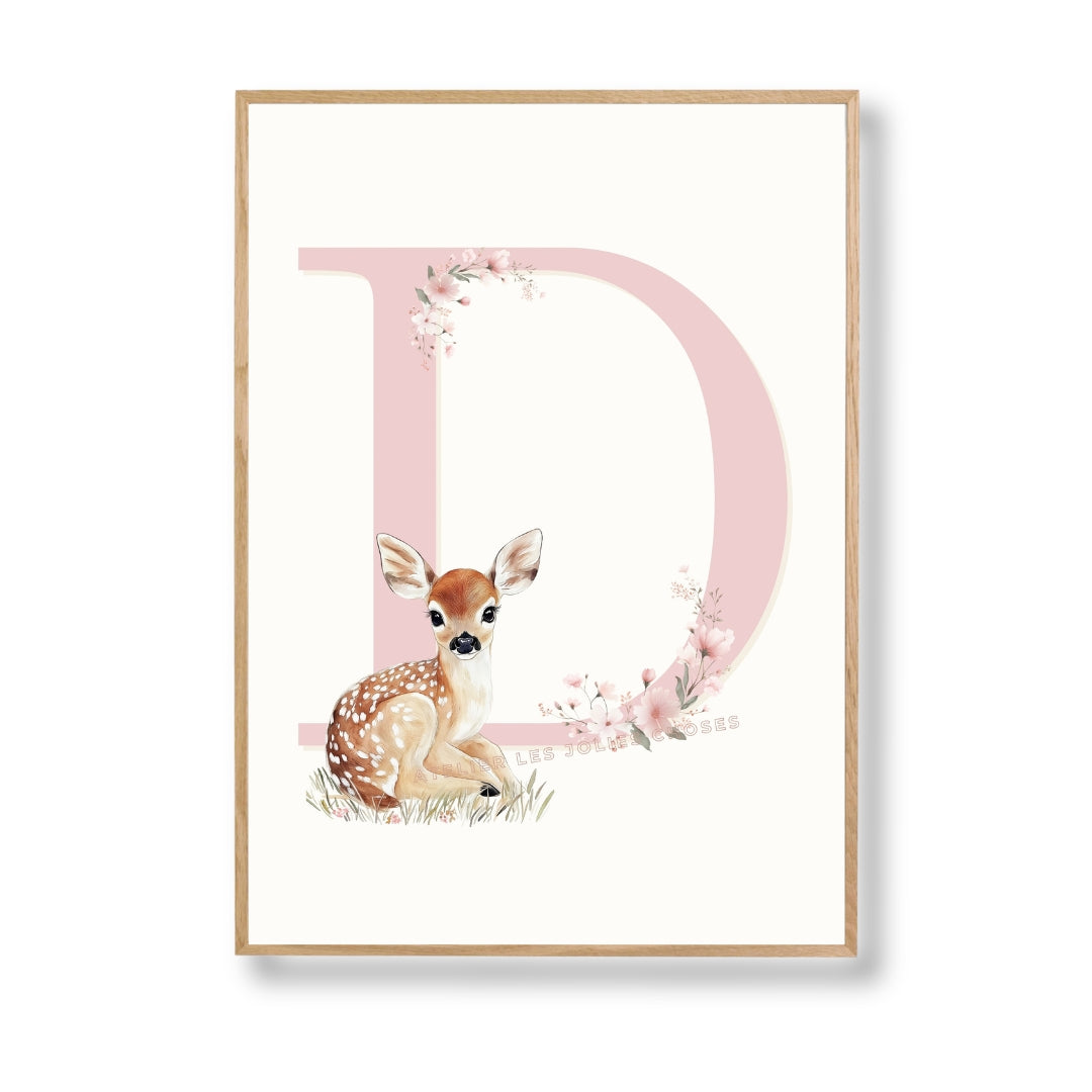 Affiche Lettre D et son petit animal