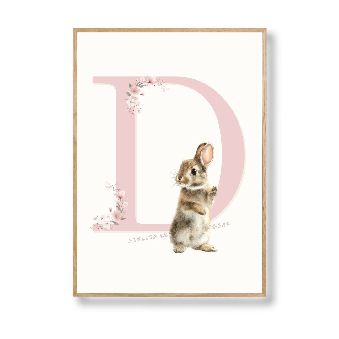 Affiche Lettre D et son petit animal