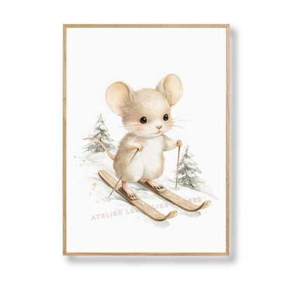 Affiche Souris – Petite skieuse de l’hiver