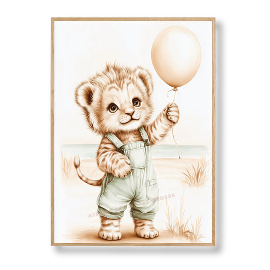 Illustration  Lionceau & Ballon à l'océan