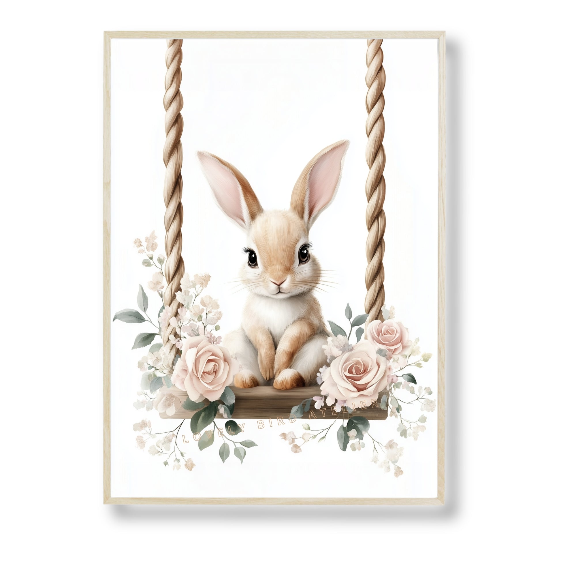 Affiche Lapin & Balancelle Fleurie - Lovely Bird Atelier   