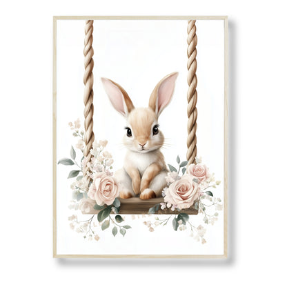 Affiche Lapin & Balancelle Fleurie - Lovely Bird Atelier   