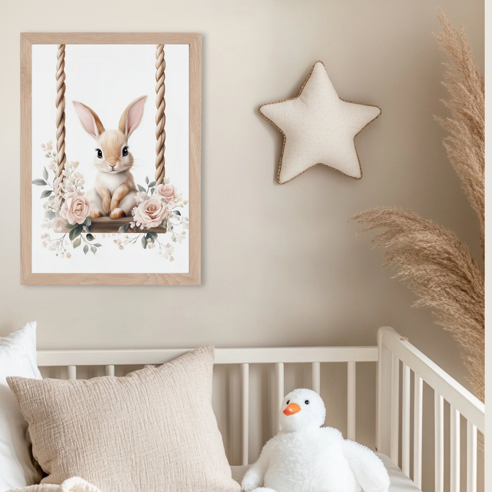 Affiche Lapin & Balancelle Fleurie - Lovely Bird Atelier   
