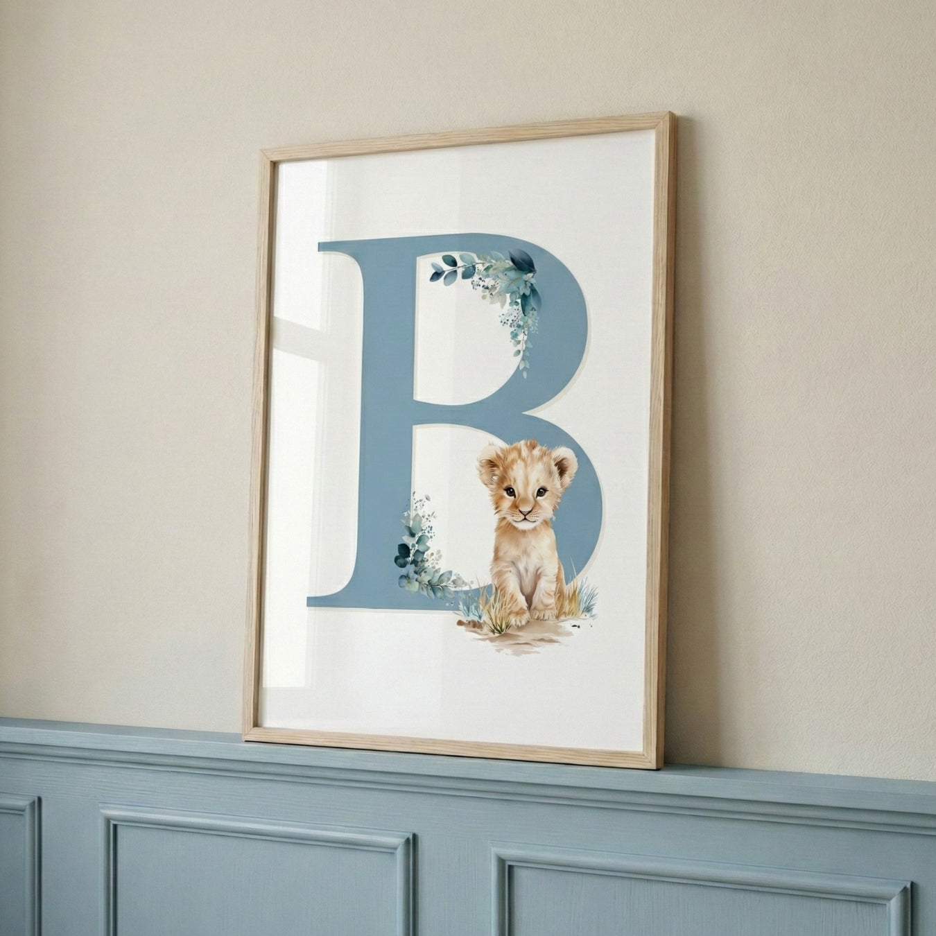 Illustration  Lettre B bleue & Lion - Atelier Les Jolies Choses  