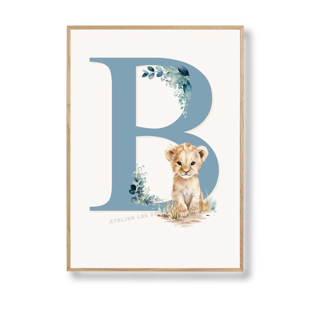 Illustration  Lettre B bleue & Lion - Atelier Les Jolies Choses  