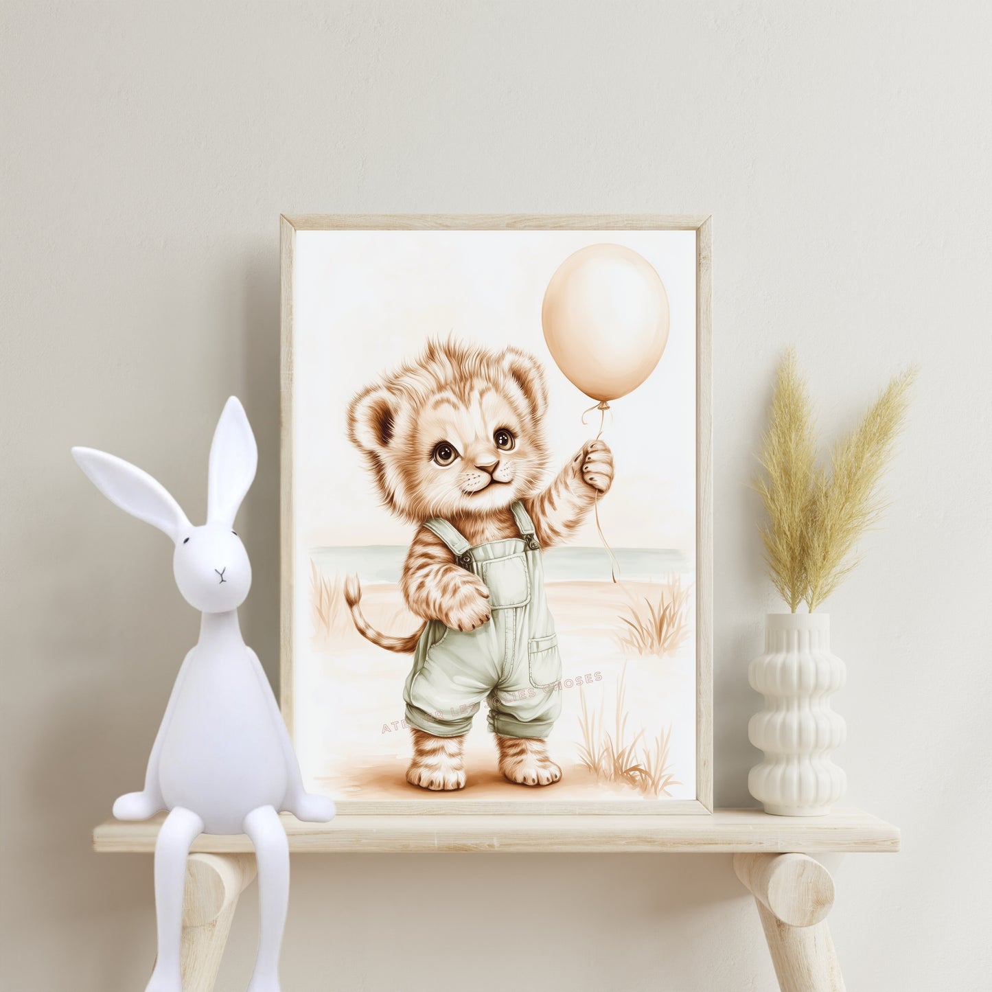 Illustration  Lionceau & Ballon à l'océan - Atelier Les Jolies Choses  