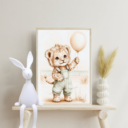 Illustration  Lionceau & Ballon à l'océan - Atelier Les Jolies Choses  