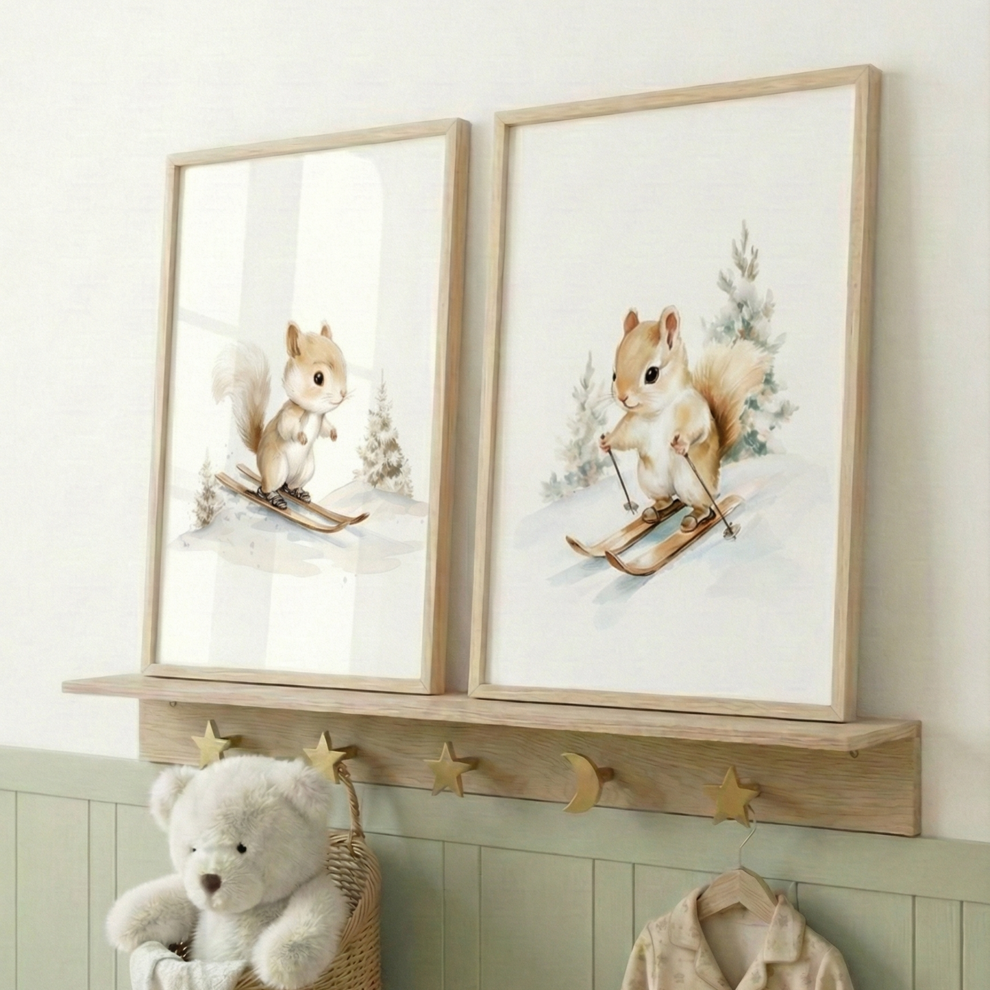 Illustration  –  Écureuil et glisse d’hiver - Atelier Les Jolies Choses  