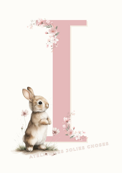 Affiche Lettre I et son petit animal