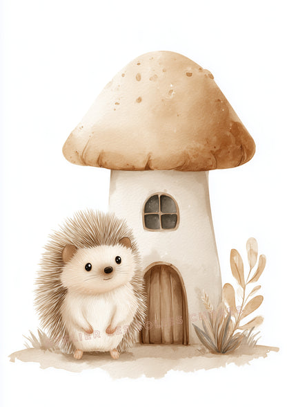 Affiche  Hérisson – La maison champignon