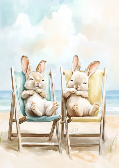 Les lapins à la plage