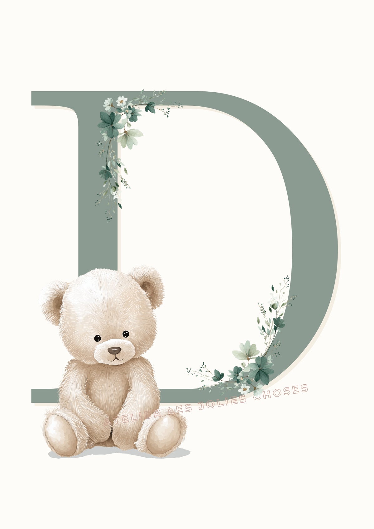 Affiche Lettre D et son petit animal