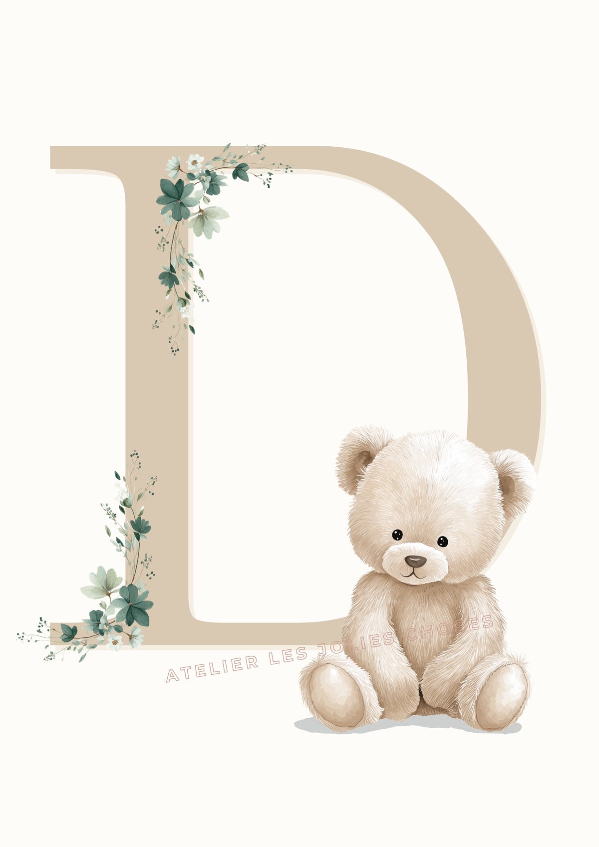 Affiche Lettre D et son petit animal