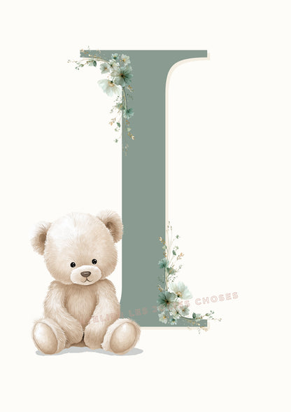 Affiche Lettre I et son petit animal