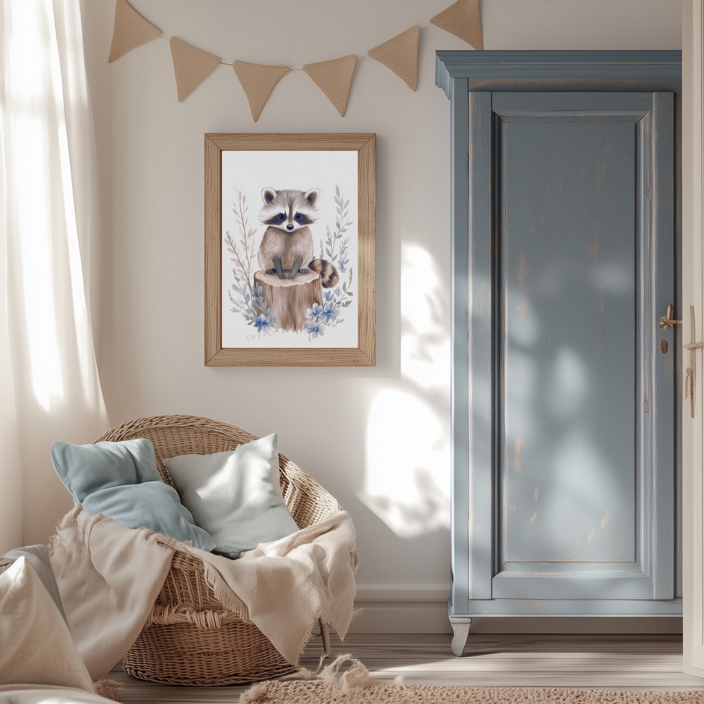 Raton Laveur & Fleurs Bleues – Douceur Forestière - Atelier Les Jolies Choses  