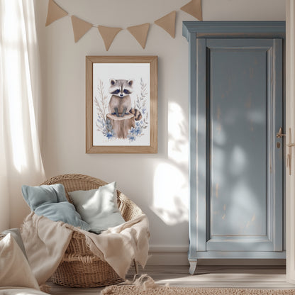 Raton Laveur & Fleurs Bleues – Douceur Forestière - Atelier Les Jolies Choses  
