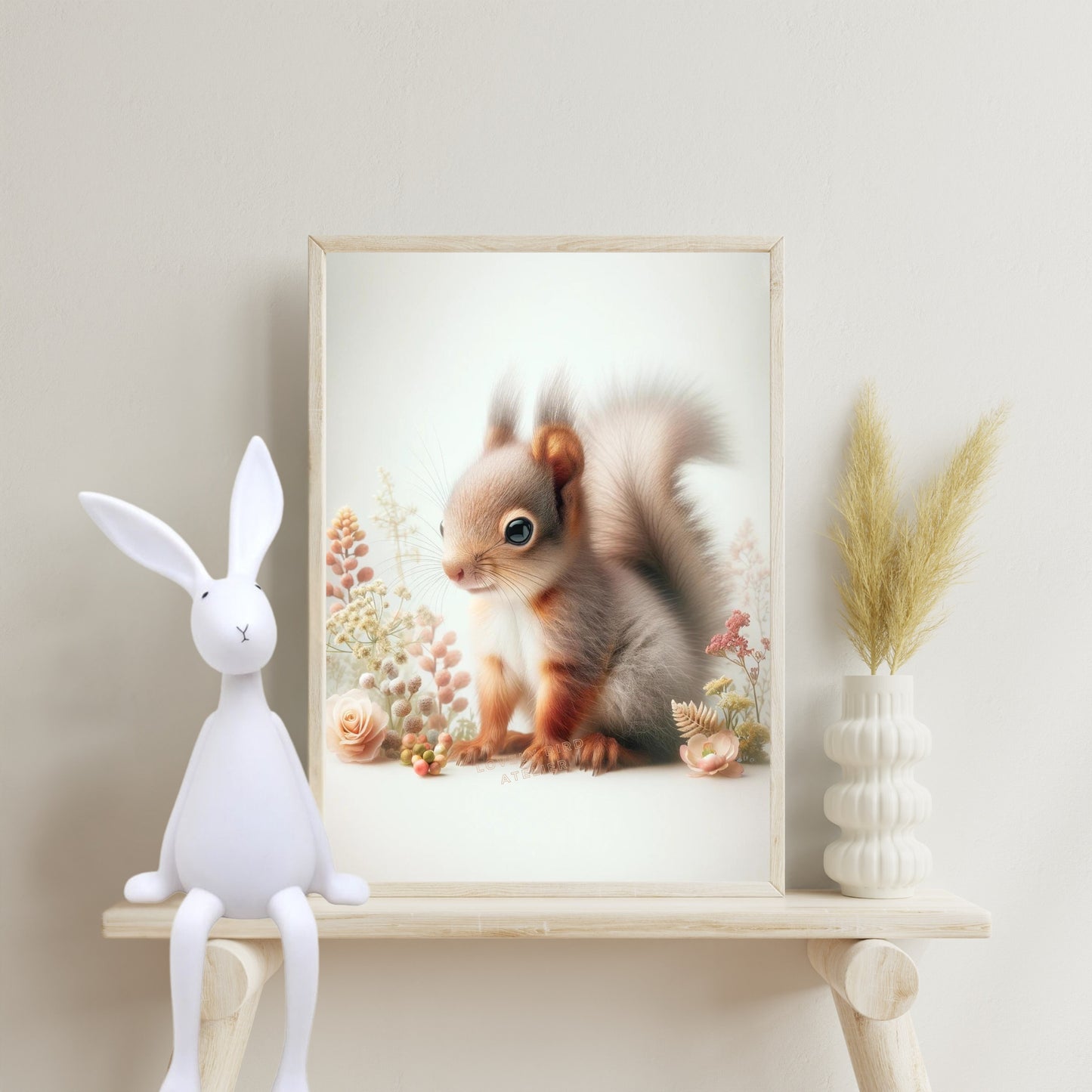 Tableau Ecureuil  & Floraison - Atelier Les Jolies Choses  