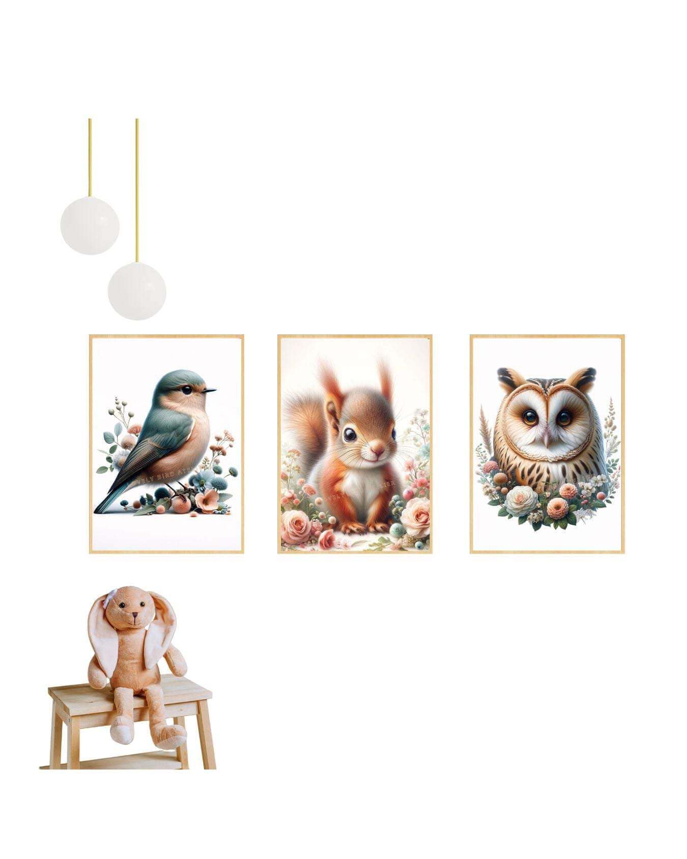 Tableau Ecureuil  & Flore - Atelier Les Jolies Choses  