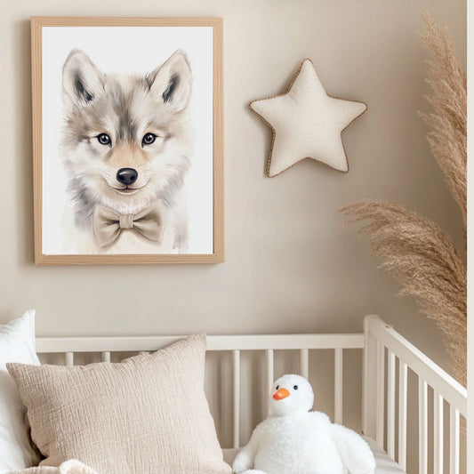 Tableau Loup & Nœud Papillon - Atelier Les Jolies Choses  
