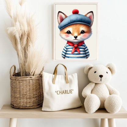 Tableau Petit Renard & Marinière - Atelier Les Jolies Choses  