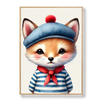 Tableau Petit Renard & Marinière - Atelier Les Jolies Choses  