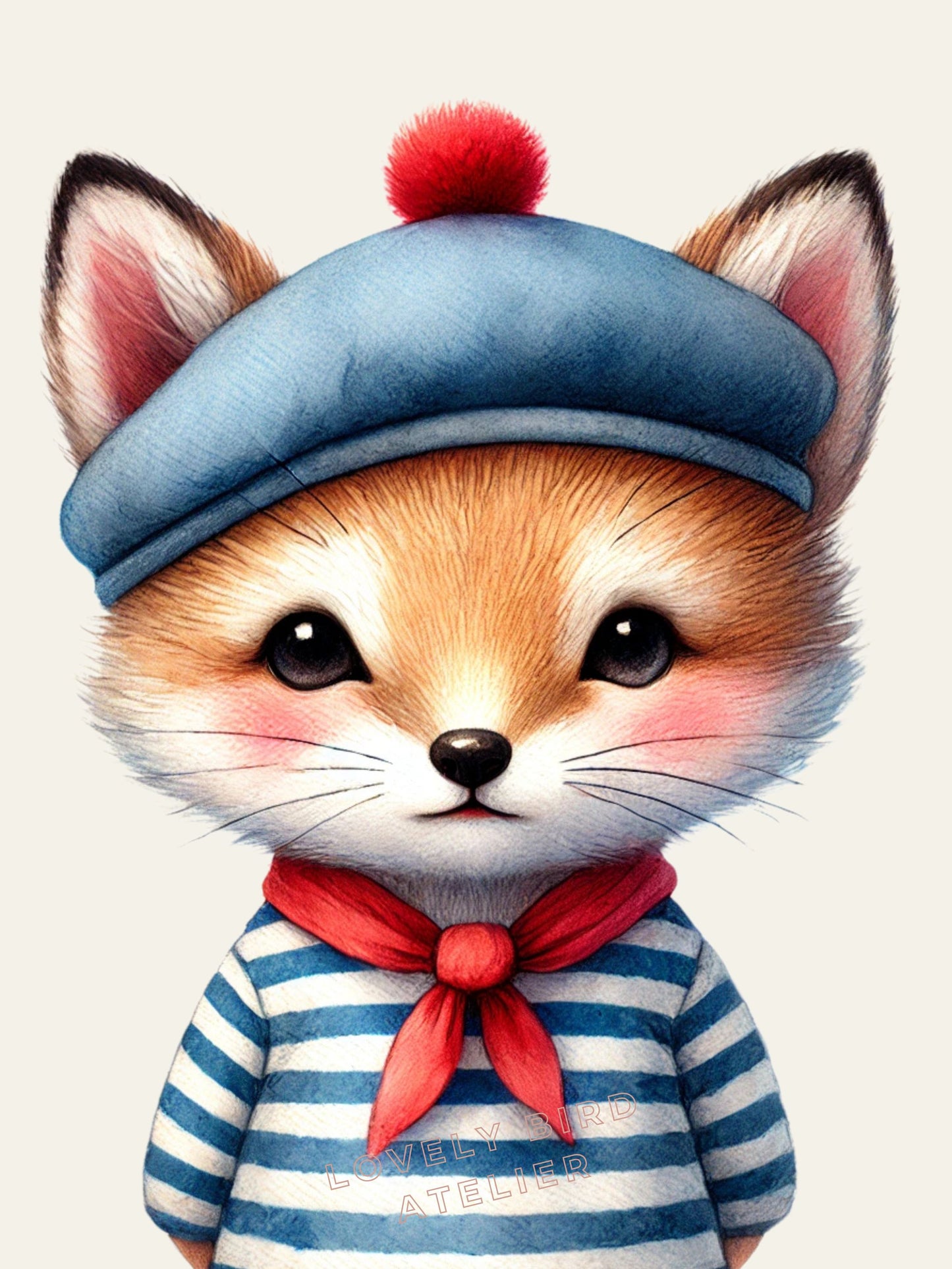 Tableau Petit Renard & Marinière - Atelier Les Jolies Choses  