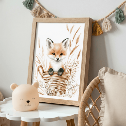 Affiche Renard & Petit Panier  décoration murale chambre bébé enfant.