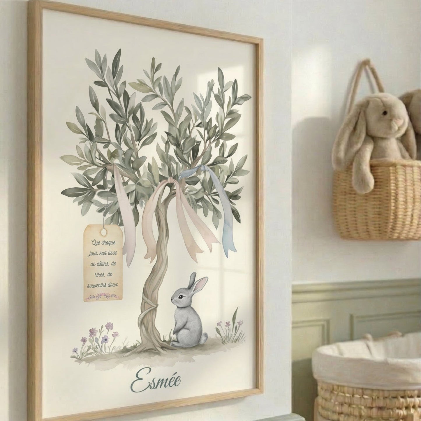 Le lapin et les souhaits volants  décoration murale chambre bébé enfant.