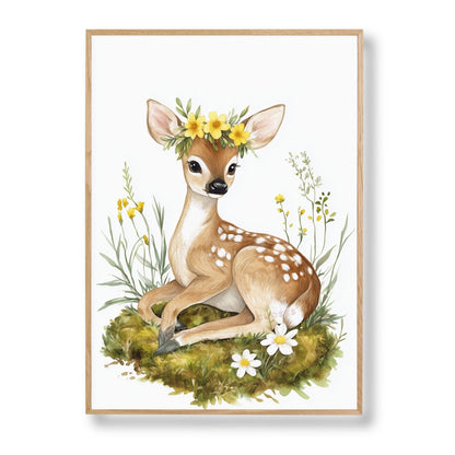 Affiche Biche - La clairière enchantée  décoration murale chambre bébé enfant.