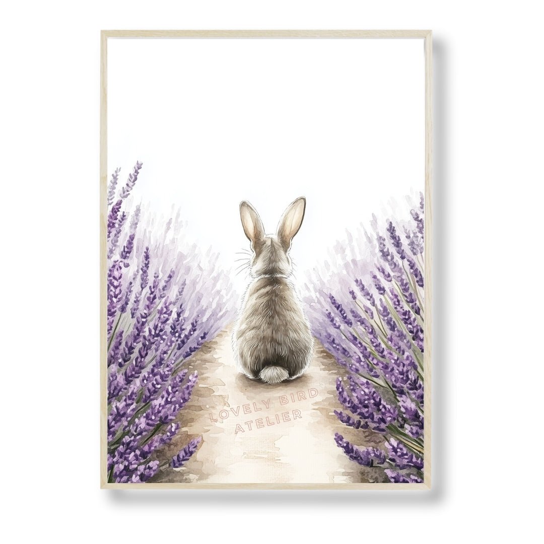 Affiche Lapin Gris & Lavandes décoration murale chambre bébé enfant