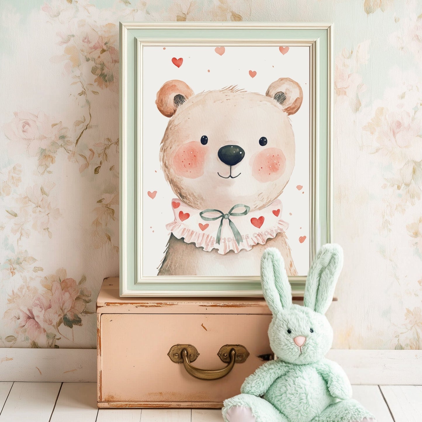 Ourson Cœur-d’Amour  décoration murale chambre bébé enfant.