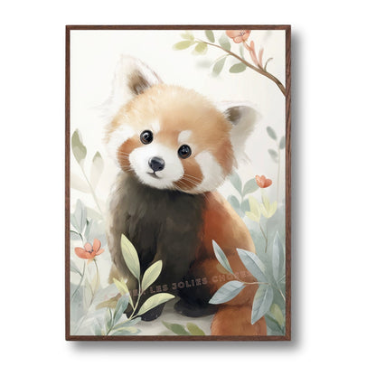 Affiche Panda Roux - Petit Vagabond  décoration murale chambre bébé enfant.