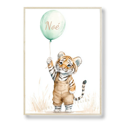 Affiche Tigre & Ballon  décoration murale chambre bébé enfant.