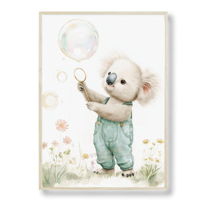 Affiche  Koala & Bulles  décoration murale chambre bébé enfant.