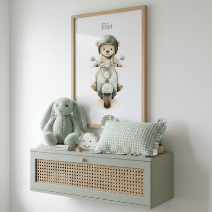 Petit Ours en Ballade  décoration murale chambre bébé enfant.