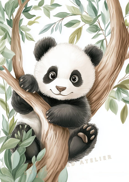 Panda & Végétation - Malice Sauvage  décoration murale chambre bébé enfant.