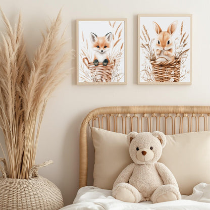 Affiche Renard & Petit Panier  décoration murale chambre bébé enfant.