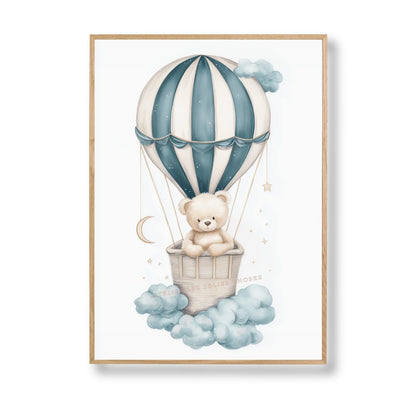 Illustration  – L’ourson des nuages  décoration murale chambre bébé enfant.