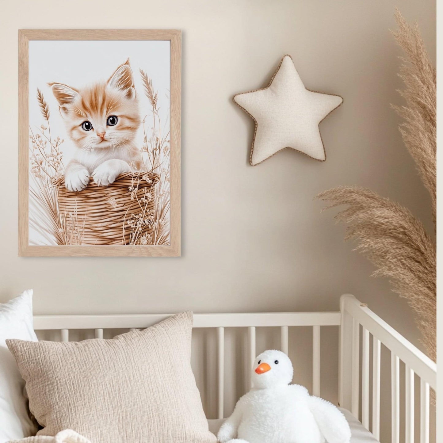 Affiche Chaton & Panier  décoration murale chambre bébé enfant.