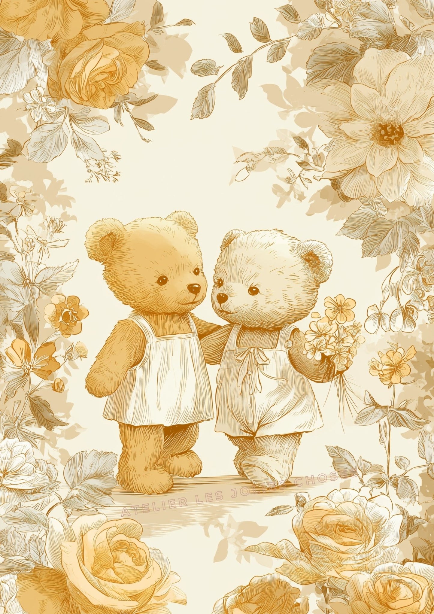 Illustration  – Les inséparables  décoration murale chambre bébé enfant.