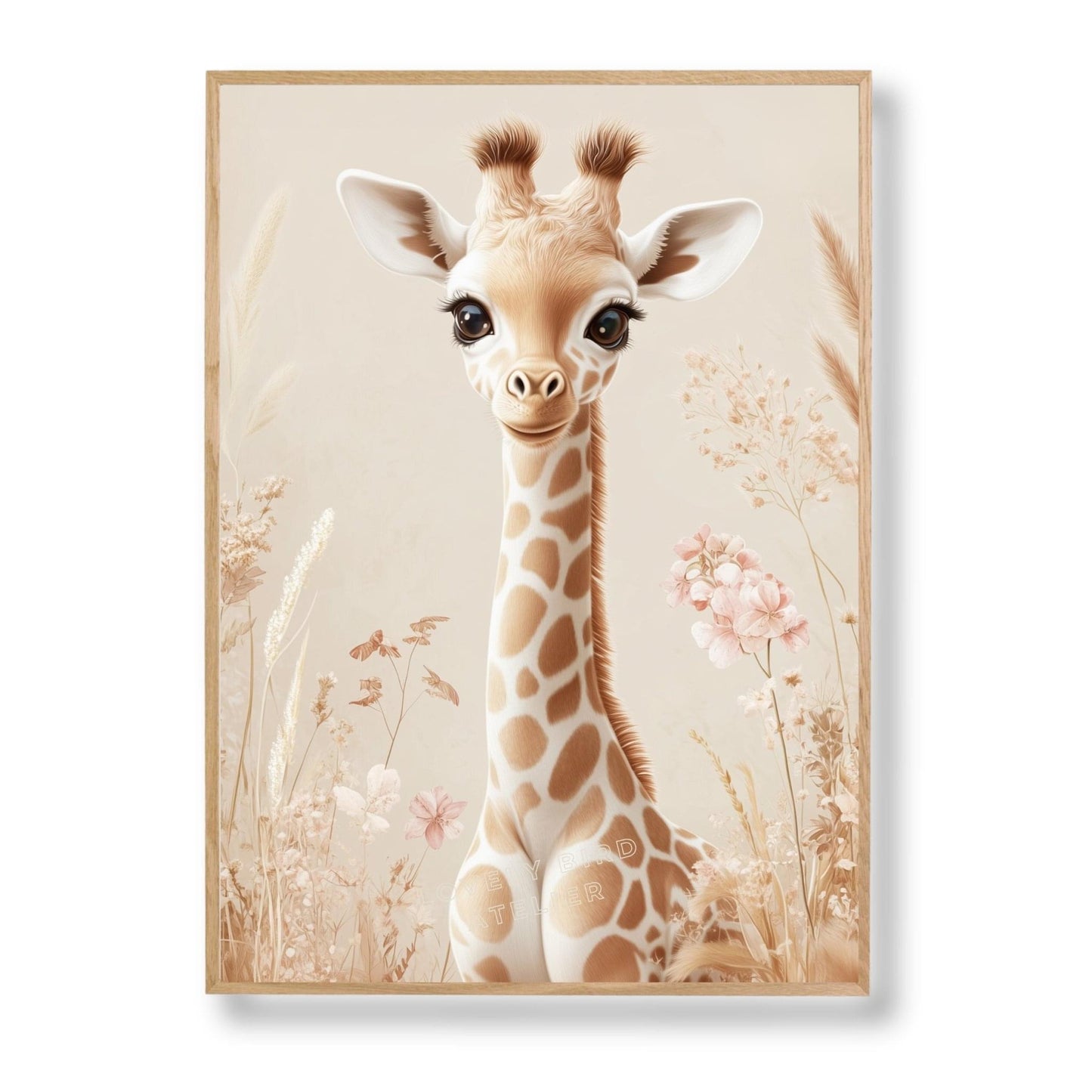 Affiche Jolie Girafe & Pampa  décoration murale chambre bébé enfant.