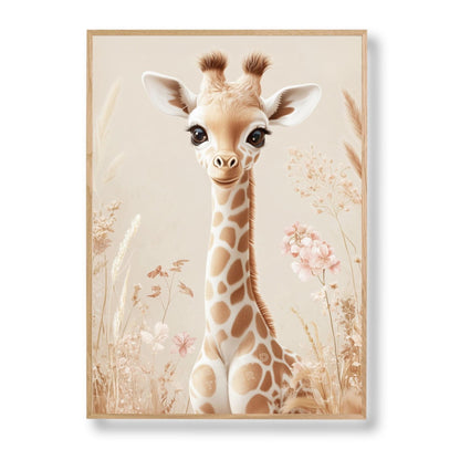 Affiche Jolie Girafe & Pampa  décoration murale chambre bébé enfant.