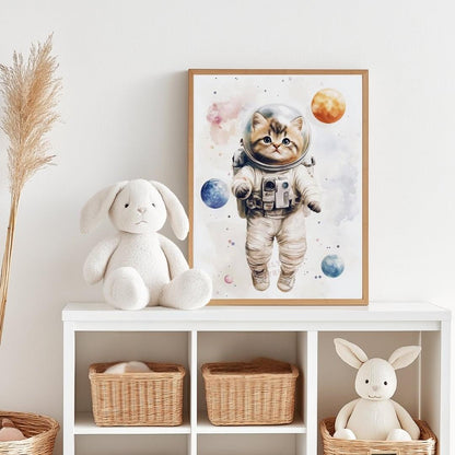 Affiche Chaton Astronaute  décoration murale chambre bébé enfant.