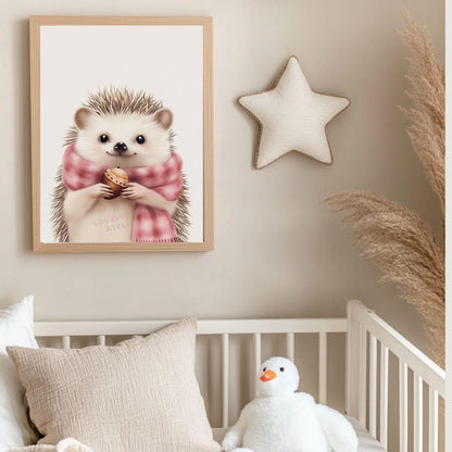 Affiche  Hérisson & Écharpe  décoration murale chambre bébé enfant.