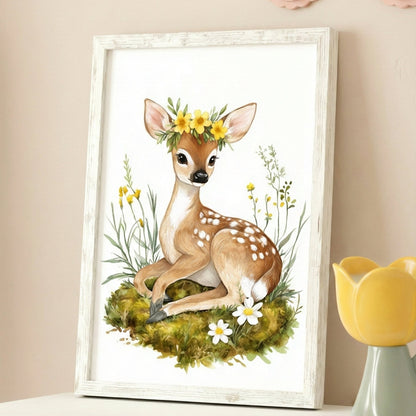 Affiche Biche - La clairière enchantée  décoration murale chambre bébé enfant.