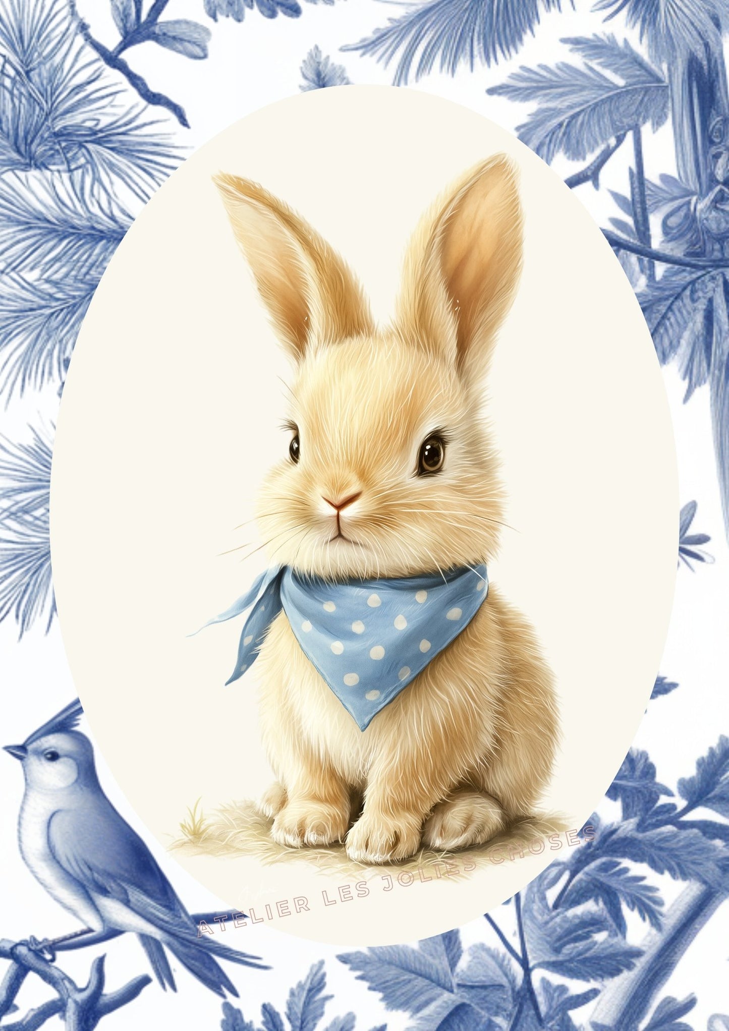 Compagnon de forêt – Édition toile de Jouy  décoration murale chambre bébé enfant.